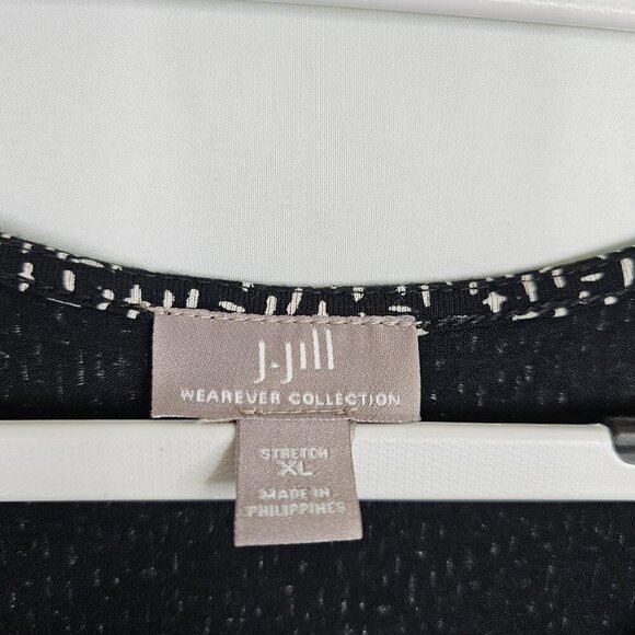 J. JILL Wearever Collection Long Sleeve Tunic Top Shirt BLACK & WHITE size XL - Picture 4 of 7